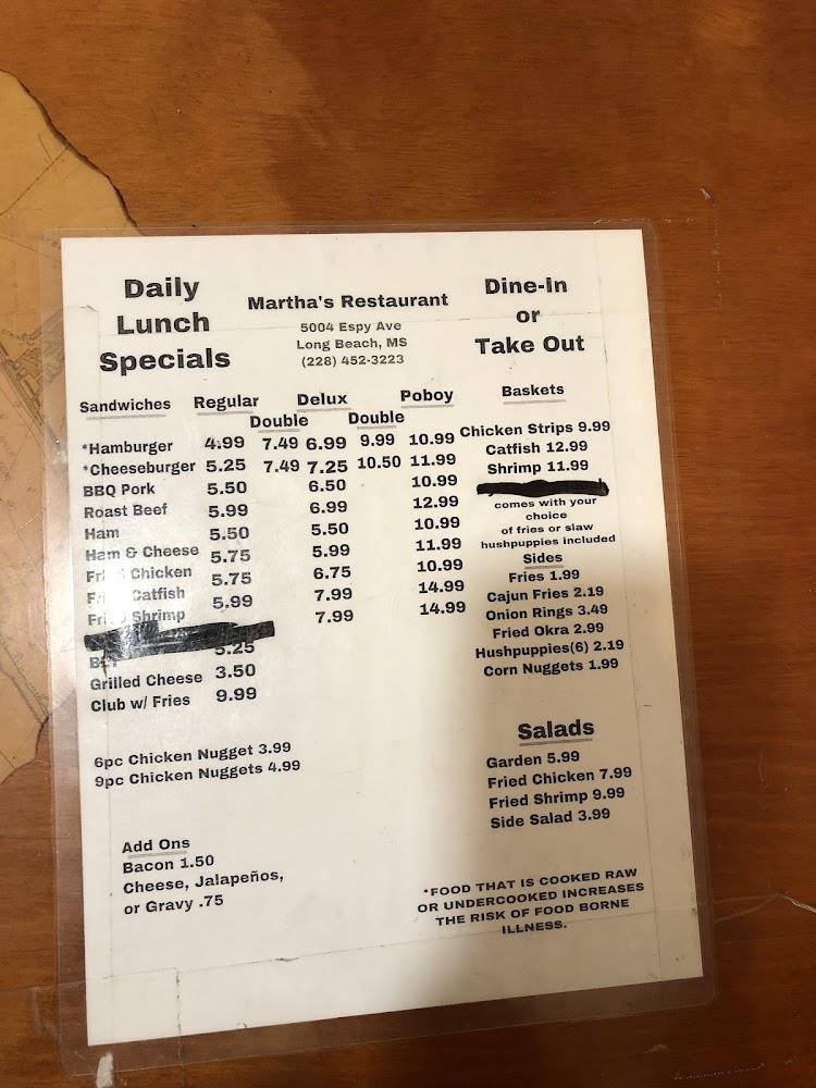Martha's Restaurant Menu image 4